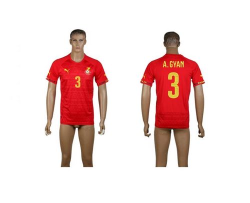 Ghana #3 A.Gyan Red Away Soccer Country Jersey